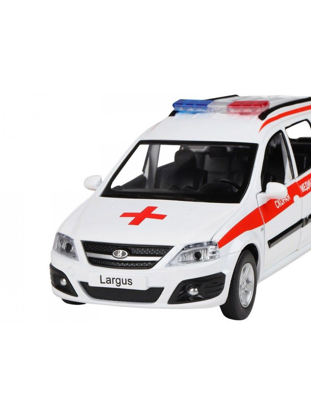 Машина "АВТОПАНОРАМА" LADA LARGUS "Скорая помощь", 1/24, свет, звук, инерция, в/к 24,5*12,5*10,5 см