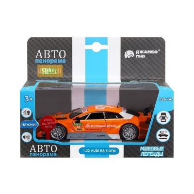 Машина "АВТОПАНОРАМА" Audi RS 5 DTM,оранжевый, 1/32, свет, звук, инерция, в/к 17,5*13,5*9 см