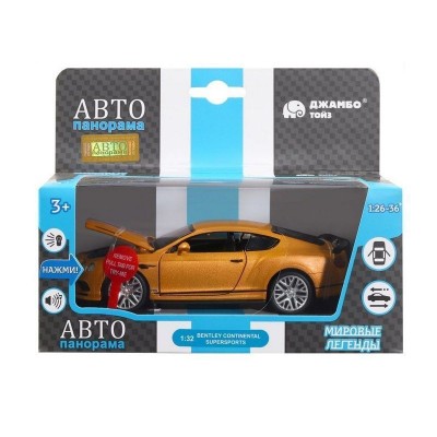 Машина "АВТОПАНОРАМА" Bentley Continental Supersports, оранжевый, 1/32, в/к 17,5*12,5*6,5 см