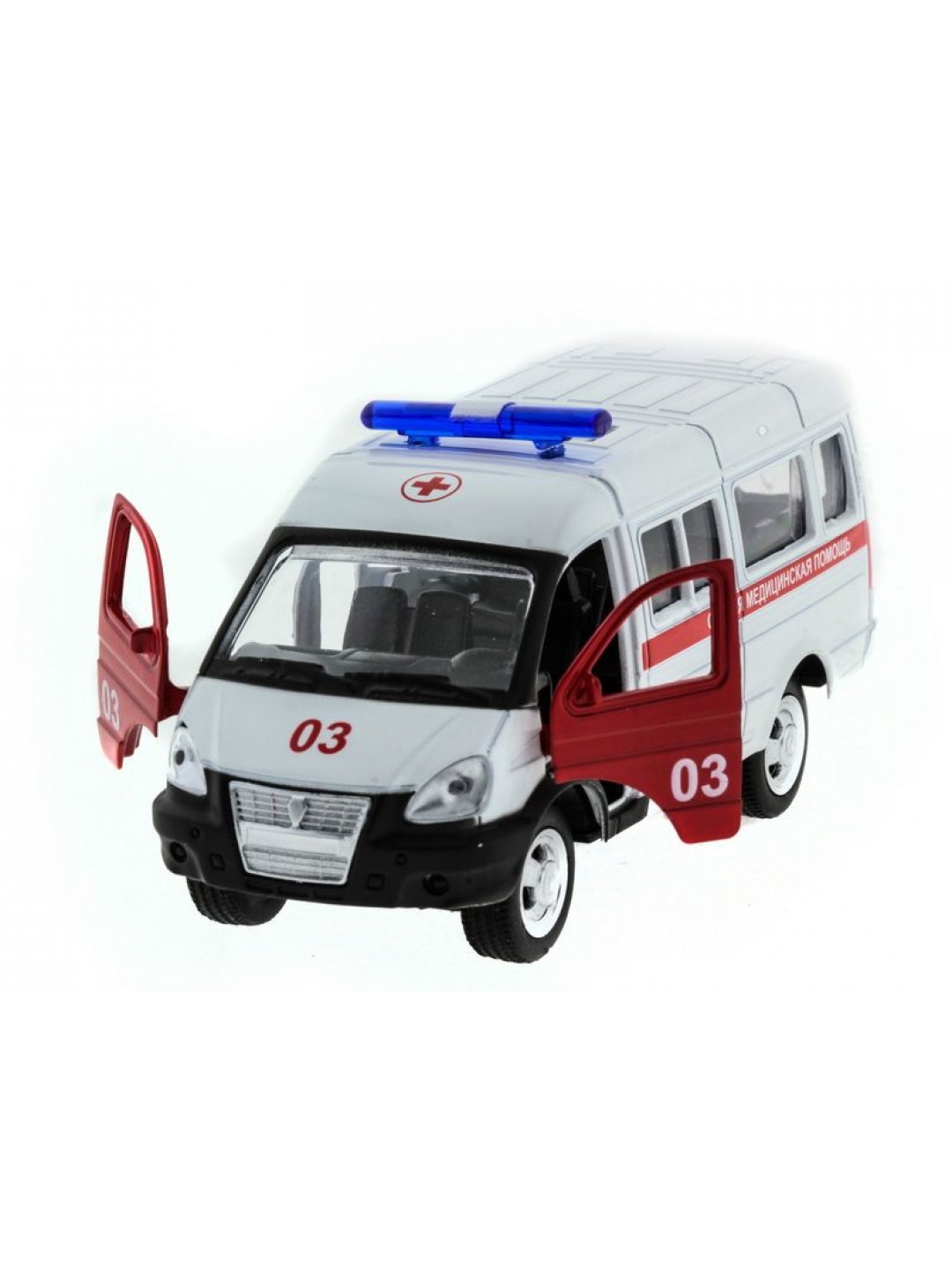 Машина "АВТОПАНОРАМА" инерц. "ГАЗель" (скорая) 1/50, в/к 14,5*8*5,5 см