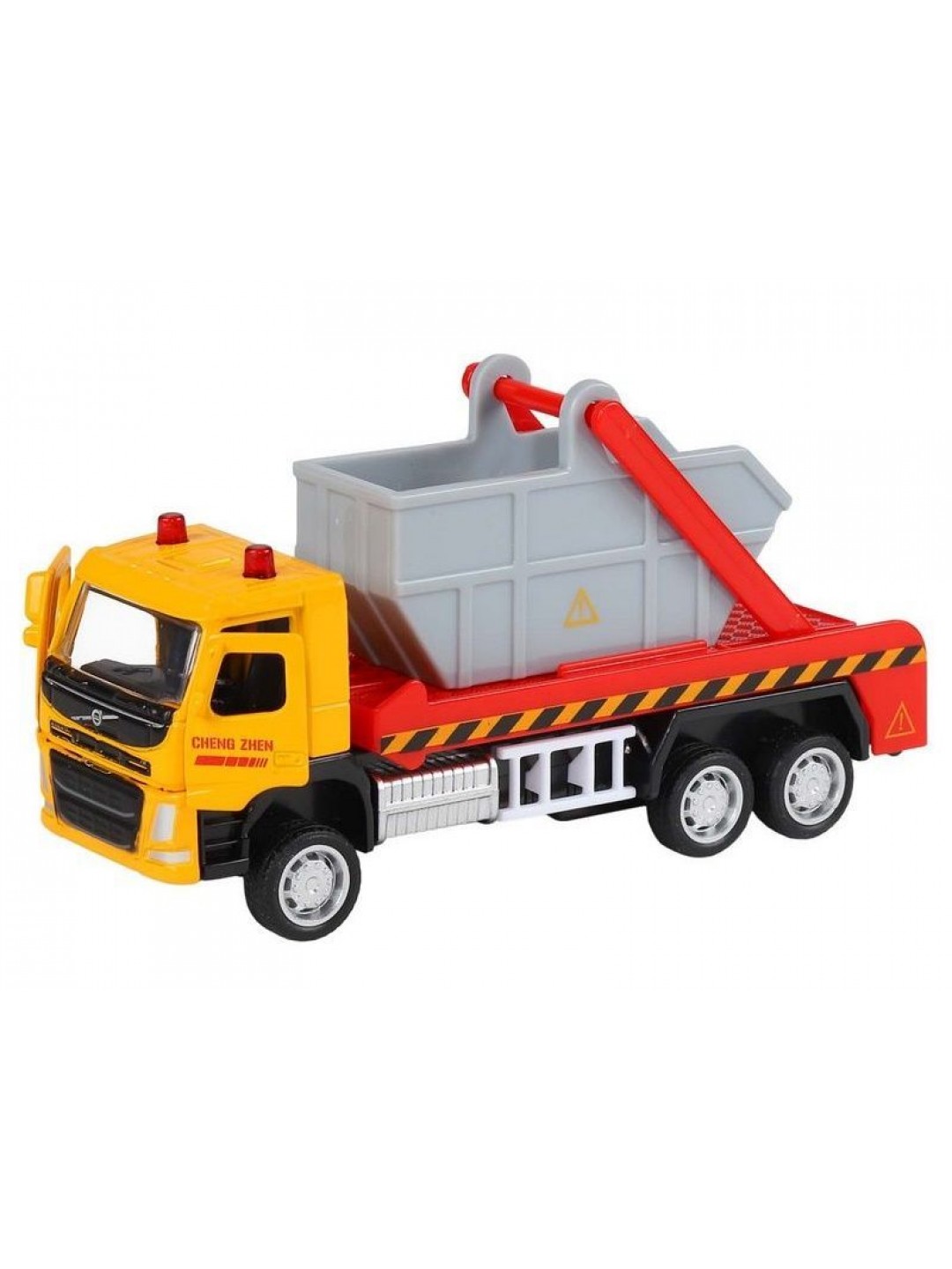 Машина "АВТОПАНОРАМА" VOLVO FM "Мусоровоз", желтый-серый, 1/72, инерция, в/к 17,5*13*6,5 см