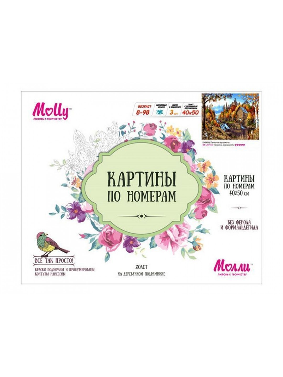 Картина по номерам 40х50 Течение времени (28 цветов)