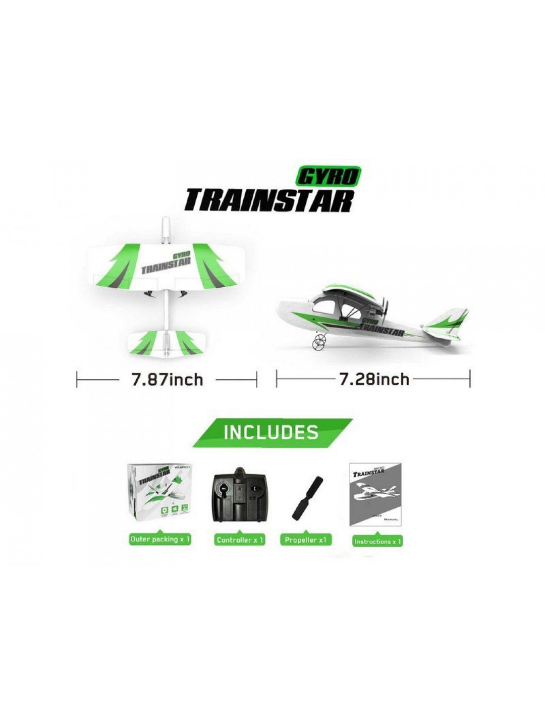 Радиоуправляемый самолет Volantex RC Trainstar Micro 200мм 2.4G 2ch LiPo RTF with Gyro