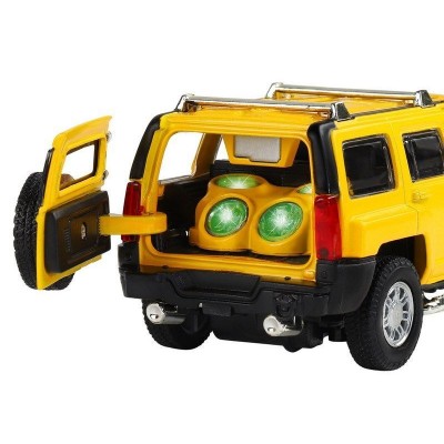 Машина "АВТОПАНОРАМА" Hummer H3, желтый, 1/32, свет, звук, инерция, в/к 17,5*13,5*9 см