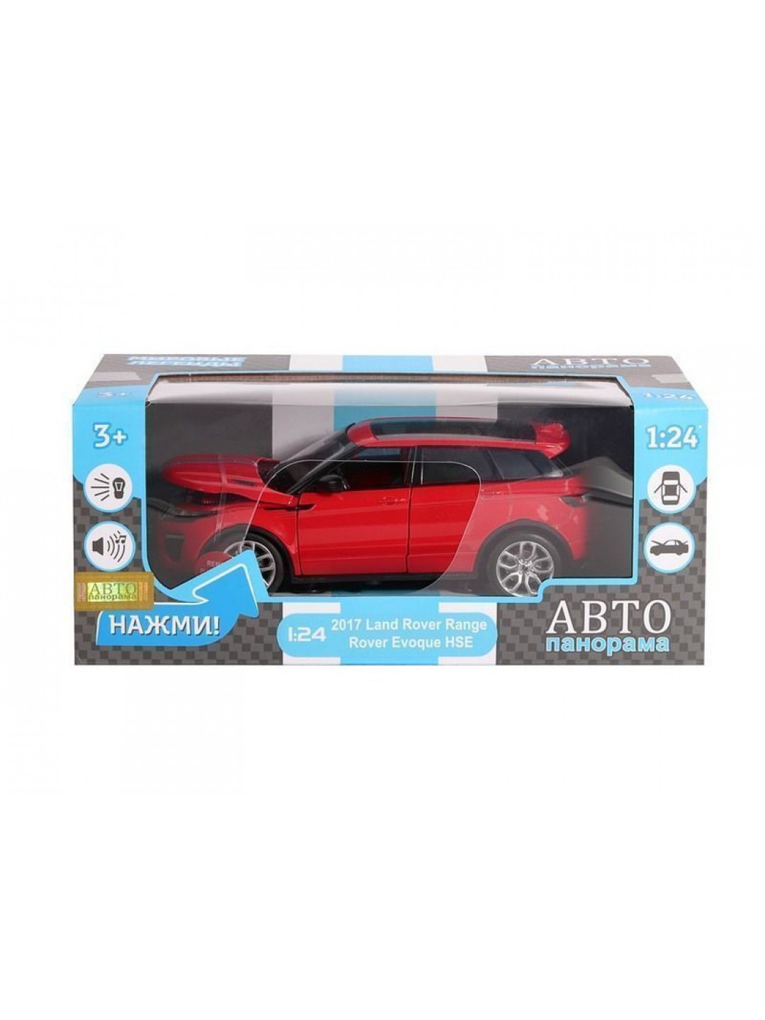 Машина "АВТОПАНОРАМА" Land Rover Range Rover Evoque, красный, 1/24, в/к 24,5*12,5*10,5 см