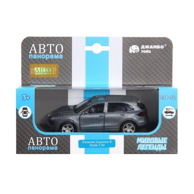 Машина "АВТОПАНОРАМА" Porsche Cayenne S, серый перламутр, 1/43, инерция, в/к 17,5*12,5*6,5 см