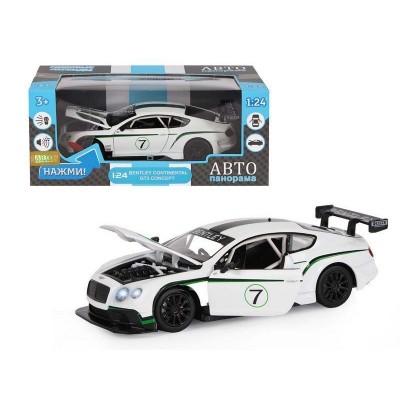 Машина "АВТОПАНОРАМА" Bentley Continental GT3 Concept, белый, 1/24, в/к 24,5*12,5*10,5 см