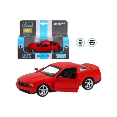 Машина "АВТОПАНОРАМА" Ford Mustang GT, красный, 1/43, инерция, откр. двери, в/к 17,5*12,5*6,5 см