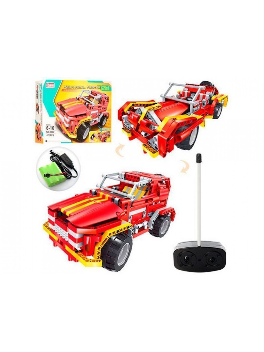 Р/У конструктор Qihui Mechanical Master 2 в 1 Джип и Родстер (472 детали)