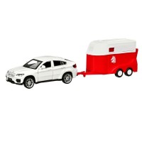 Машина "АВТОПАНОРАМА" BMW X6 c прицепом, 1/43, открываются передние двери, инерция, в/к Машина "АВТОПАНОРАМА" BMW X6 c прицепом, 1/43, открываются передние двери, инерция, в/к