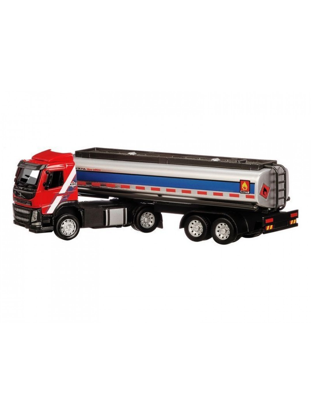 Машина "АВТОПАНОРАМА" Volvo бензовоз, красный, 1/50, свет, звук, в/к 28*14*10 см