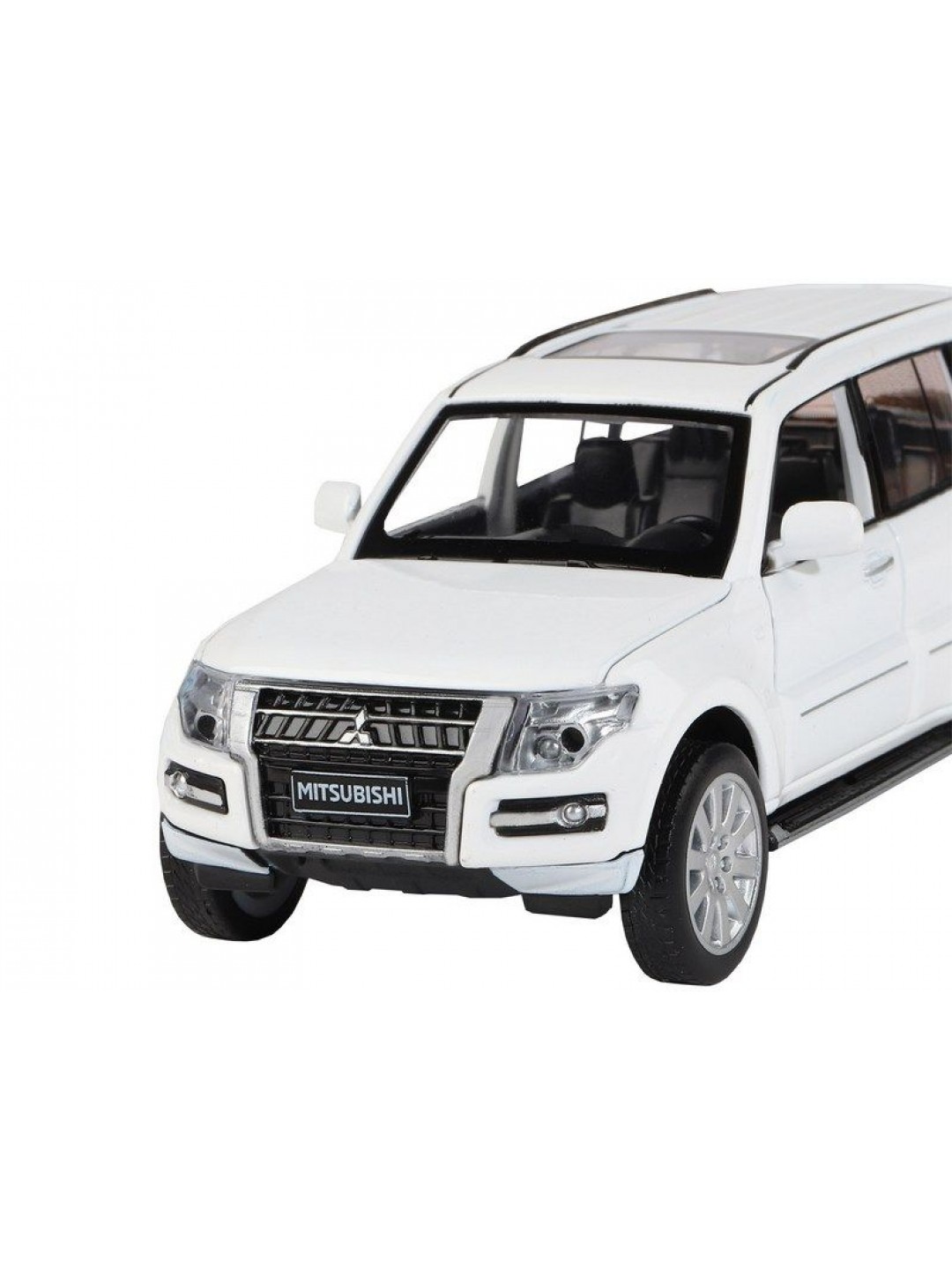 Машина "АВТОПАНОРАМА" Mitsubishi Pajero 4WD Tubro, белый, 1/33, свет, звук, в/к 17,5*13,5*9 см