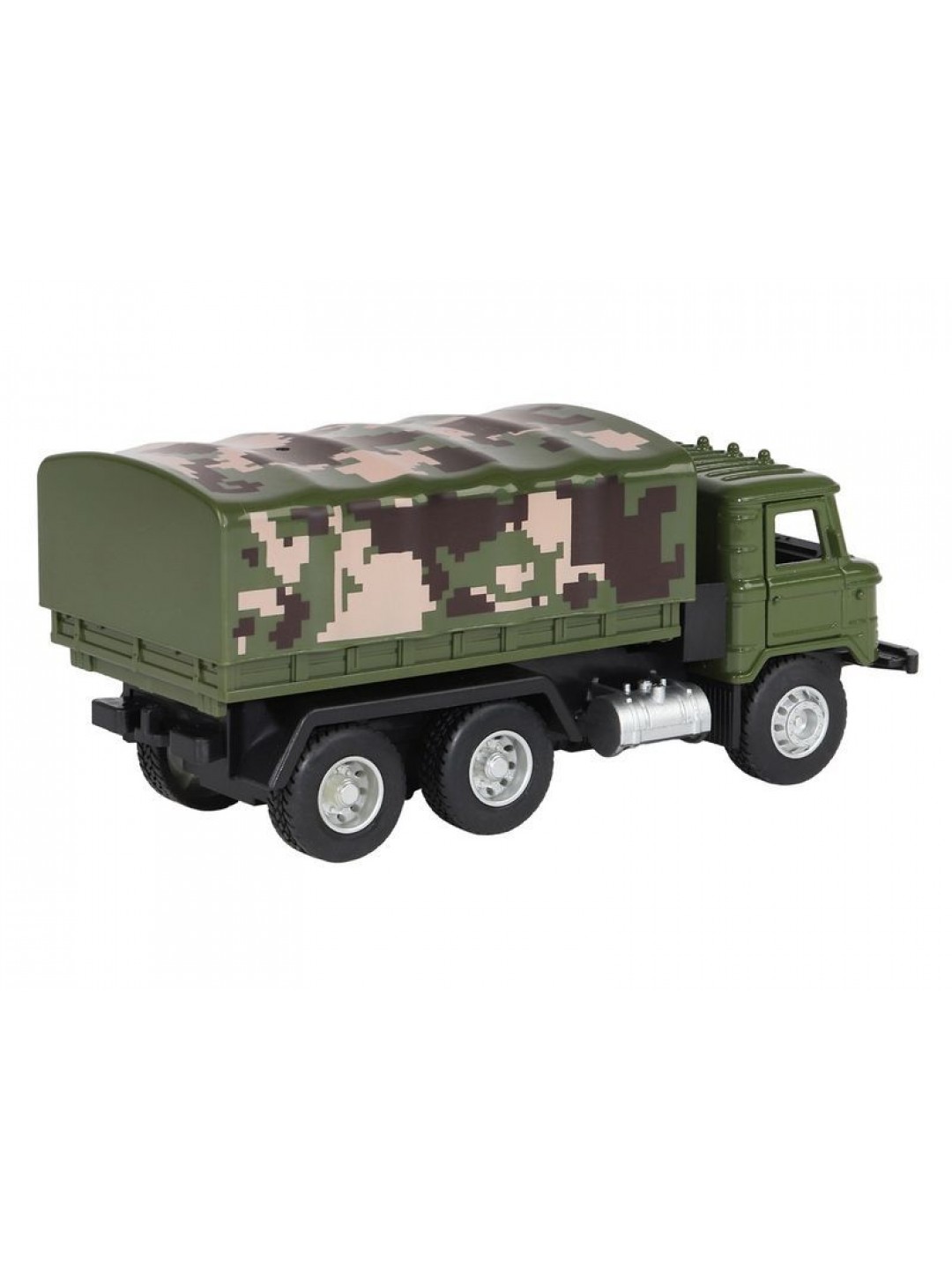 Машина "АВТОПАНОРАМА" "Грузовик", хаки, 1/32, свет, звук, инерция, в/к 24*8*10 см