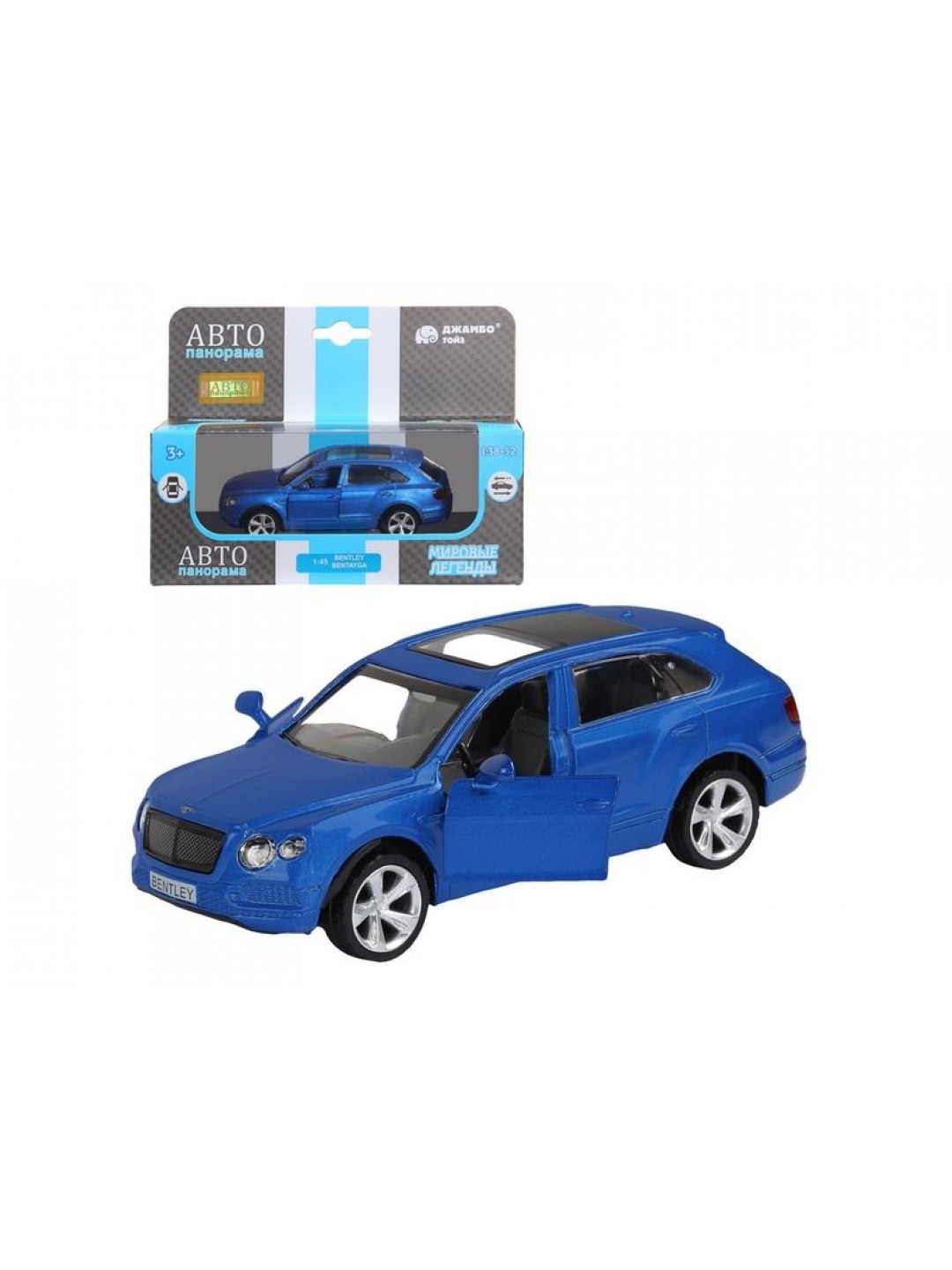 Машина "АВТОПАНОРАМА" BENTLEY BENTAYGA, синий, 1/45, инерция, в/к 17,5*12,5*6,5 см