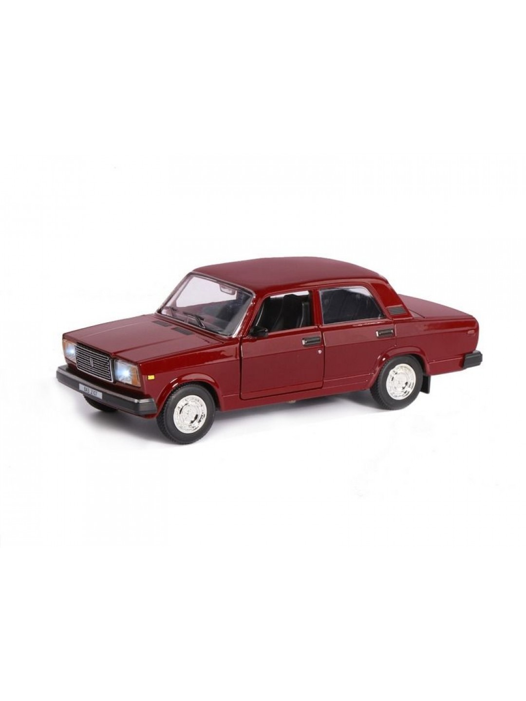 Машина "АВТОПАНОРАМА" ВАЗ 2107, 1/24, бордовый, инерция, в/к  24,5*12,5*10,5 см