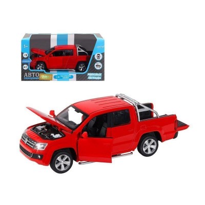 Машина "АВТОПАНОРАМА" Volkswagen Amarok, красный, 1/30, свет, звук, инерция, в/к 20*10*11 см