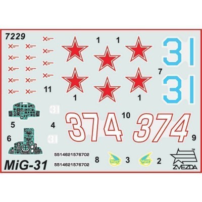 Сборная модель ZVEZDA Советский истребитель-перехватчик МиГ-31, подарочный набор, 1/72