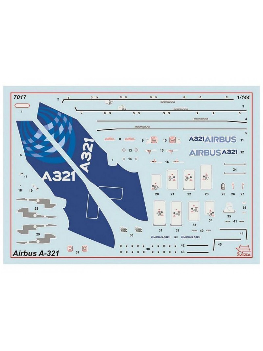 Сборная модель ZVEZDA Пассажирский авиалайнер Аэробус А-321, 1/144