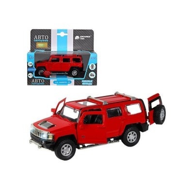 Машина "АВТОПАНОРАМА" Hummer H3, красный, 1/32, свет, звук, инерция, в/к 17,5*13,5*9 см