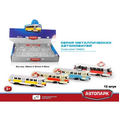Машина АВТОПАРК 1:54 Трамвай 6551 в асс. инерция (1/12шт.) б/к