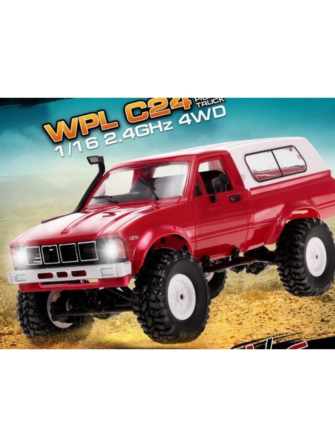 Радиоуправляемая машина WPL пикап Hilux (красная) 4WD 2.4G 1/16 RTR
