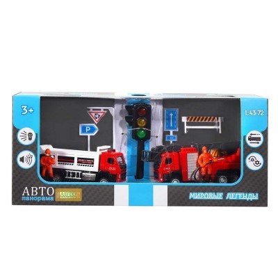 Набор "АВТОПАНОРАМА" "Пожарная служба", 1/72, инерция, в/к 30*13*10 см