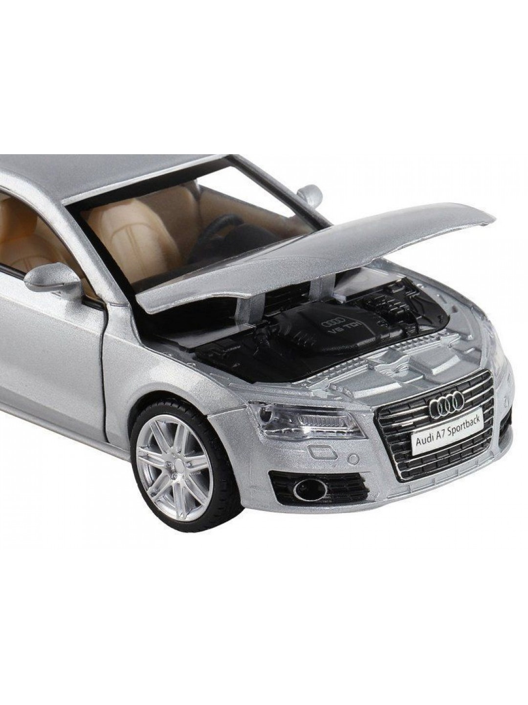 Машина "АВТОПАНОРАМА" Audi A7, серебряный, 1/32, свет, звук, инерция, в/к 17,5*13,5*9 см
