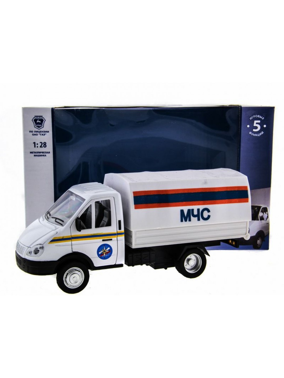 Машина "АВТОПАНОРАМА" "ГАЗель" (МЧС) 1/28, в/к 24*14*12 см