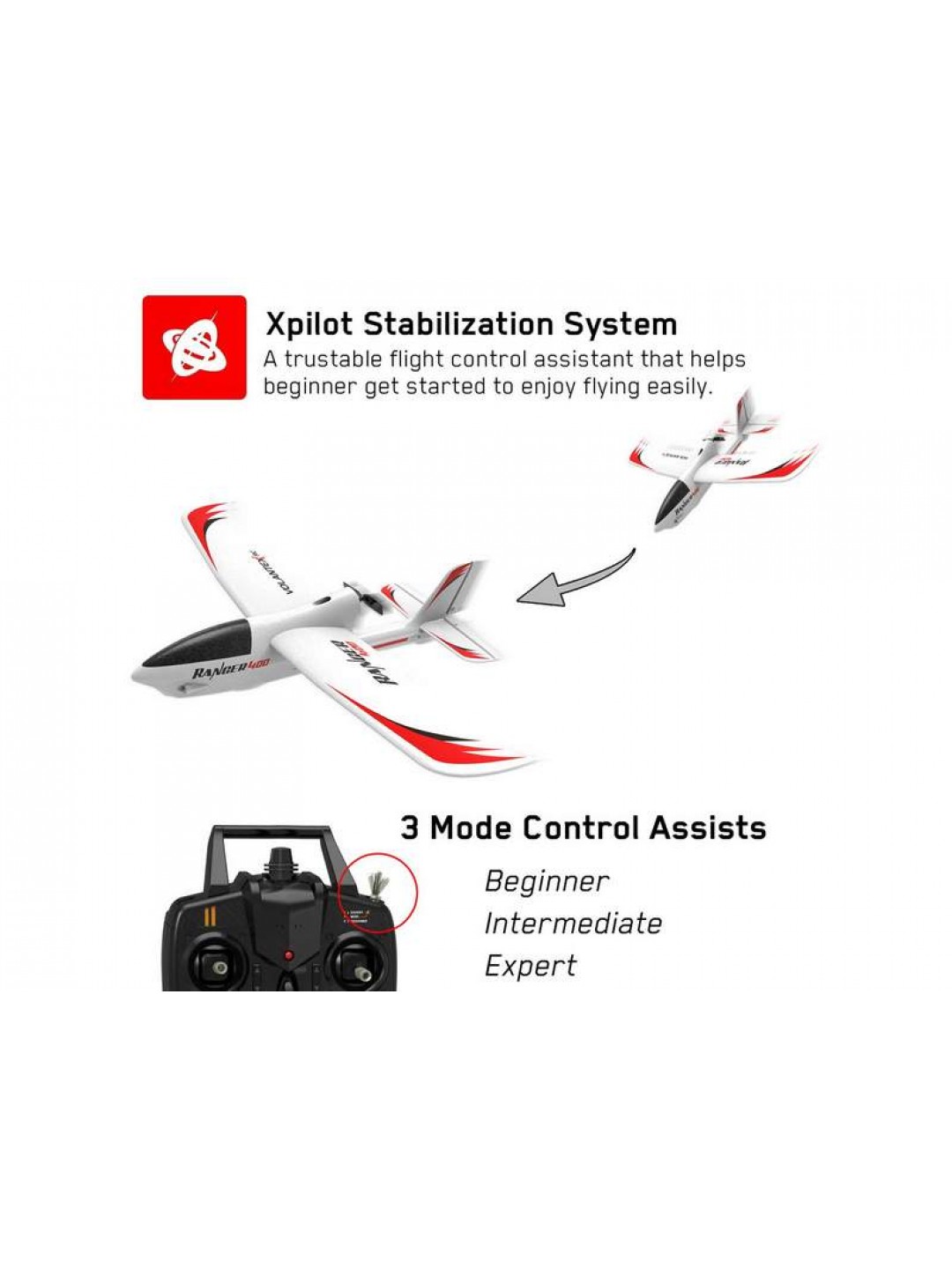 Радиоуправляемый самолет Volantex RC Ranger 400мм 2.4G LiPo RTF with Gyro