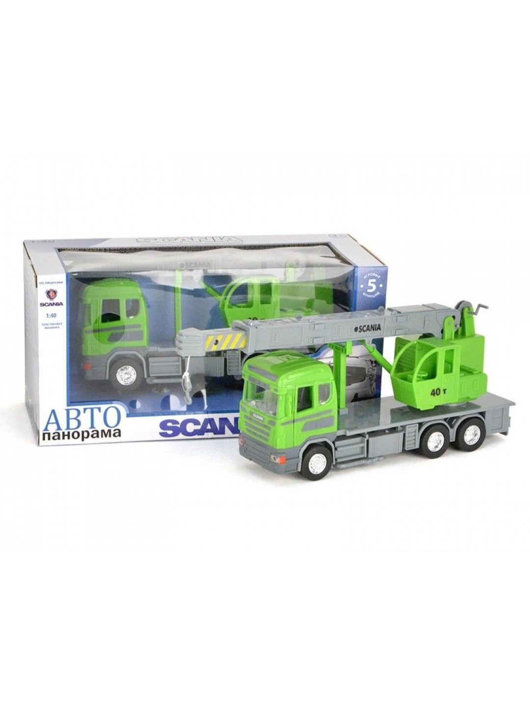 Машина "АВТОПАНОРАМА" SCANIA (кран) 1/40 инерц., в/к 28*14*12