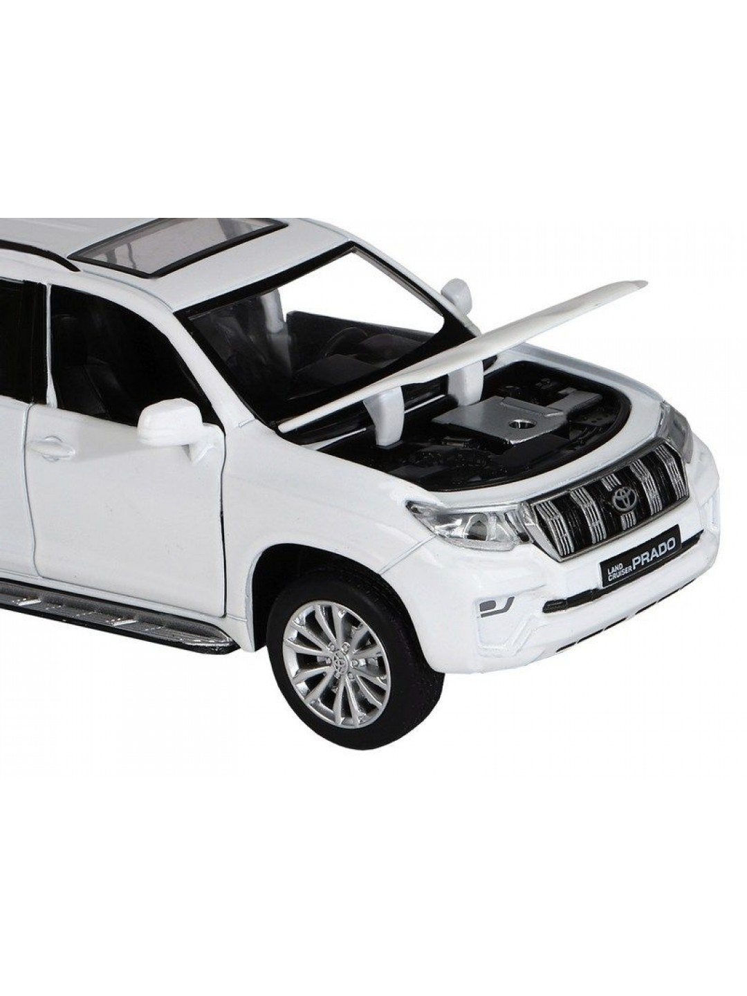 Машина "АВТОПАНОРАМА" Land Cruiser Prado, белый, 1/32, свет, звук, инерция, в/к 17,5*13,5*9 см