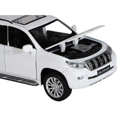 Машина "АВТОПАНОРАМА" Land Cruiser Prado, белый, 1/32, свет, звук, инерция, в/к 17,5*13,5*9 см