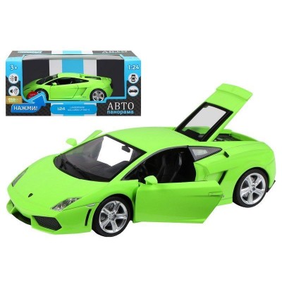 Машина "АВТОПАНОРАМА" Lamborghini Gallardo LP560-4, зеленый, 1/24, свет, звук, в/к 24,5*12,5*10,5см