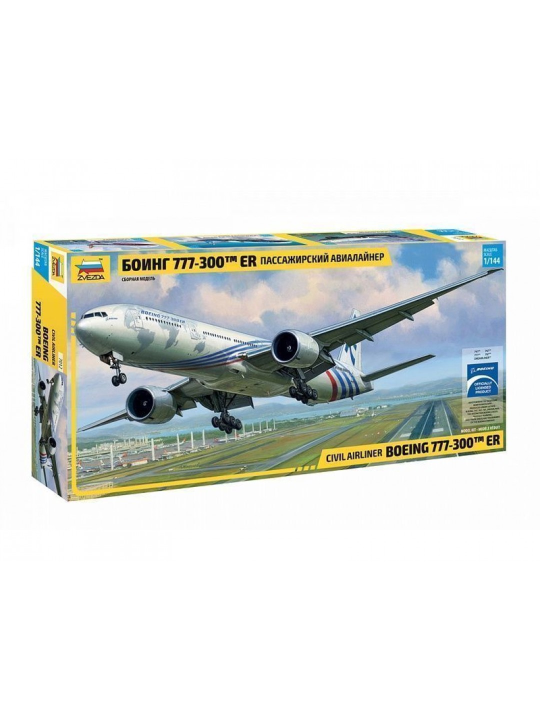 Сборная модель ZVEZDA Пассажирский авиалайнер Боинг 777-300 ER, 1/144