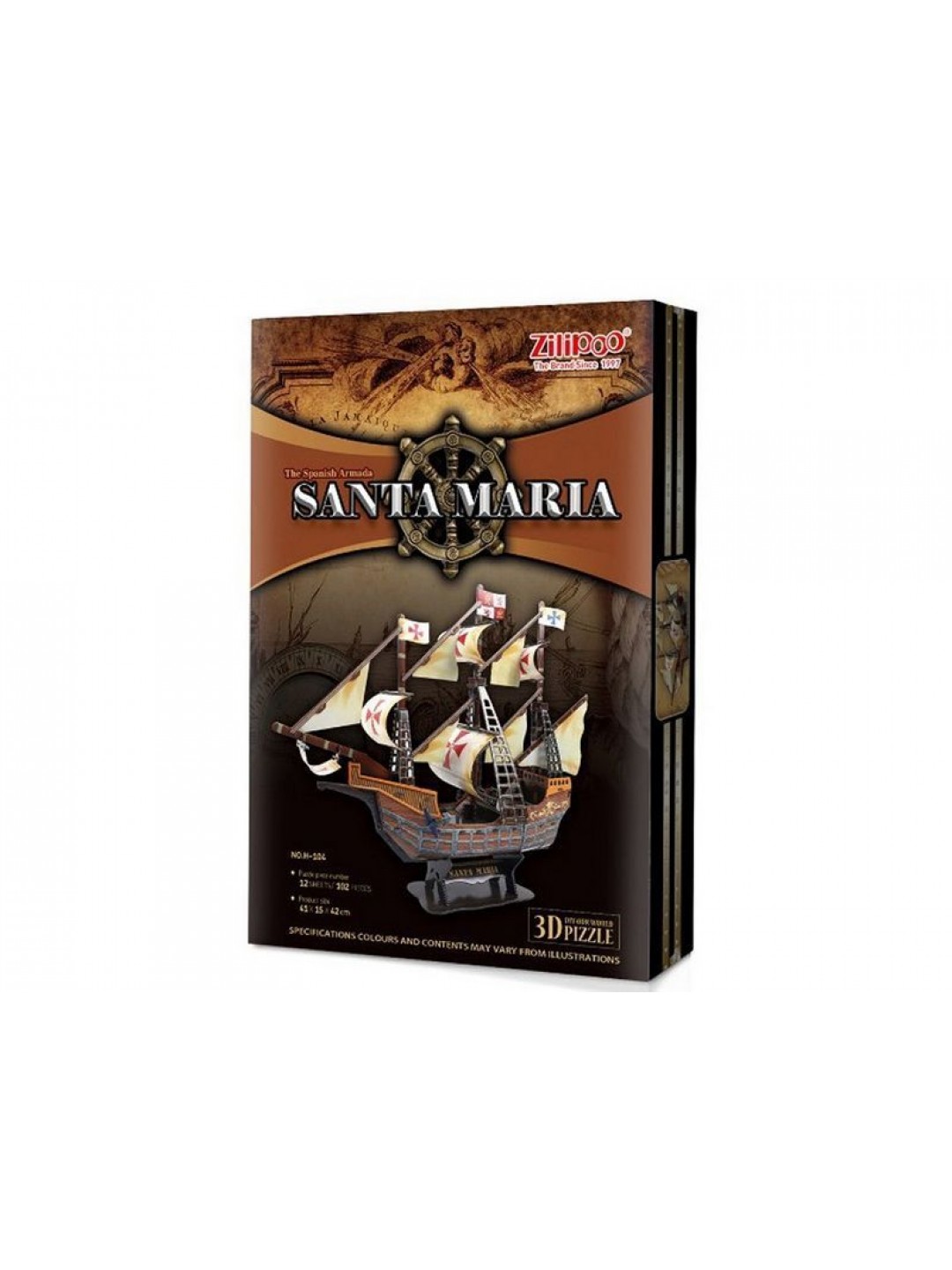 3D пазлы из пенокартона КОРАБЛЬ САНТА МАРИЯ (102 детали, 12 листов)