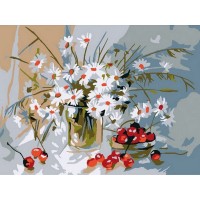 Картина по номерам 15х20 Букет ромашек (10 цветов)