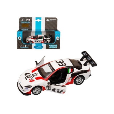 Машина "АВТОПАНОРАМА" Maserati Gran Turismo MC GT4, белый, 1/43, откр. двери, в/к 17,5*12,5*6,5 см