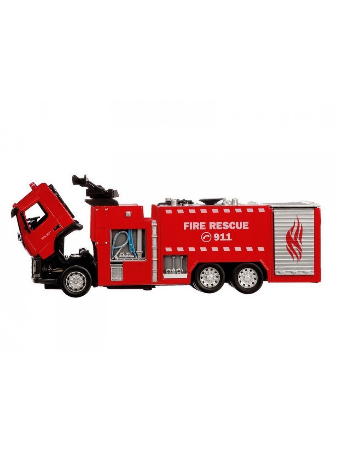 Машина "АВТОПАНОРАМА" Volvo пожарная машина, красный, 1/50, свет, звук, в/к 28*14*10 см