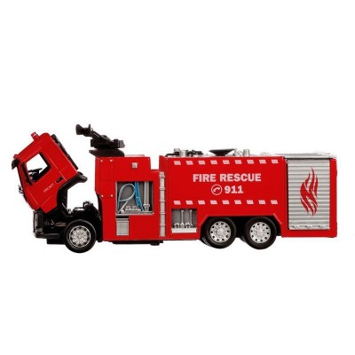 Машина "АВТОПАНОРАМА" Volvo пожарная машина, красный, 1/50, свет, звук, в/к 28*14*10 см