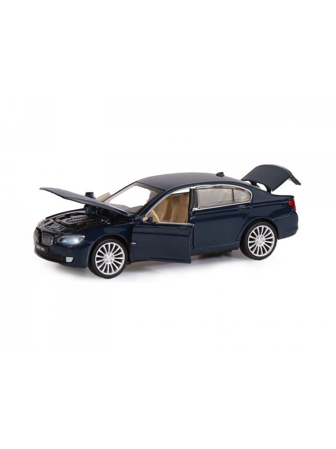 Машина "АВТОПАНОРАМА" BMW 760LI, синий, 1/34, свет, звук, инерция, в/к 17,5*13,5*9 см