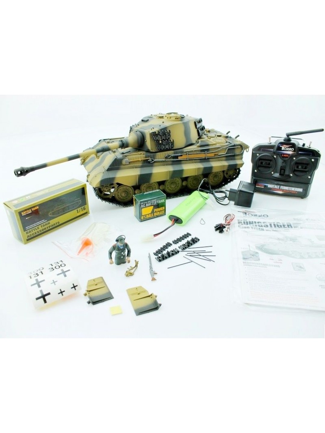Р/У танк Torro King Tiger (башня Henschel) 1/16 2.4G, ВВ-пушка, деревянная коробка