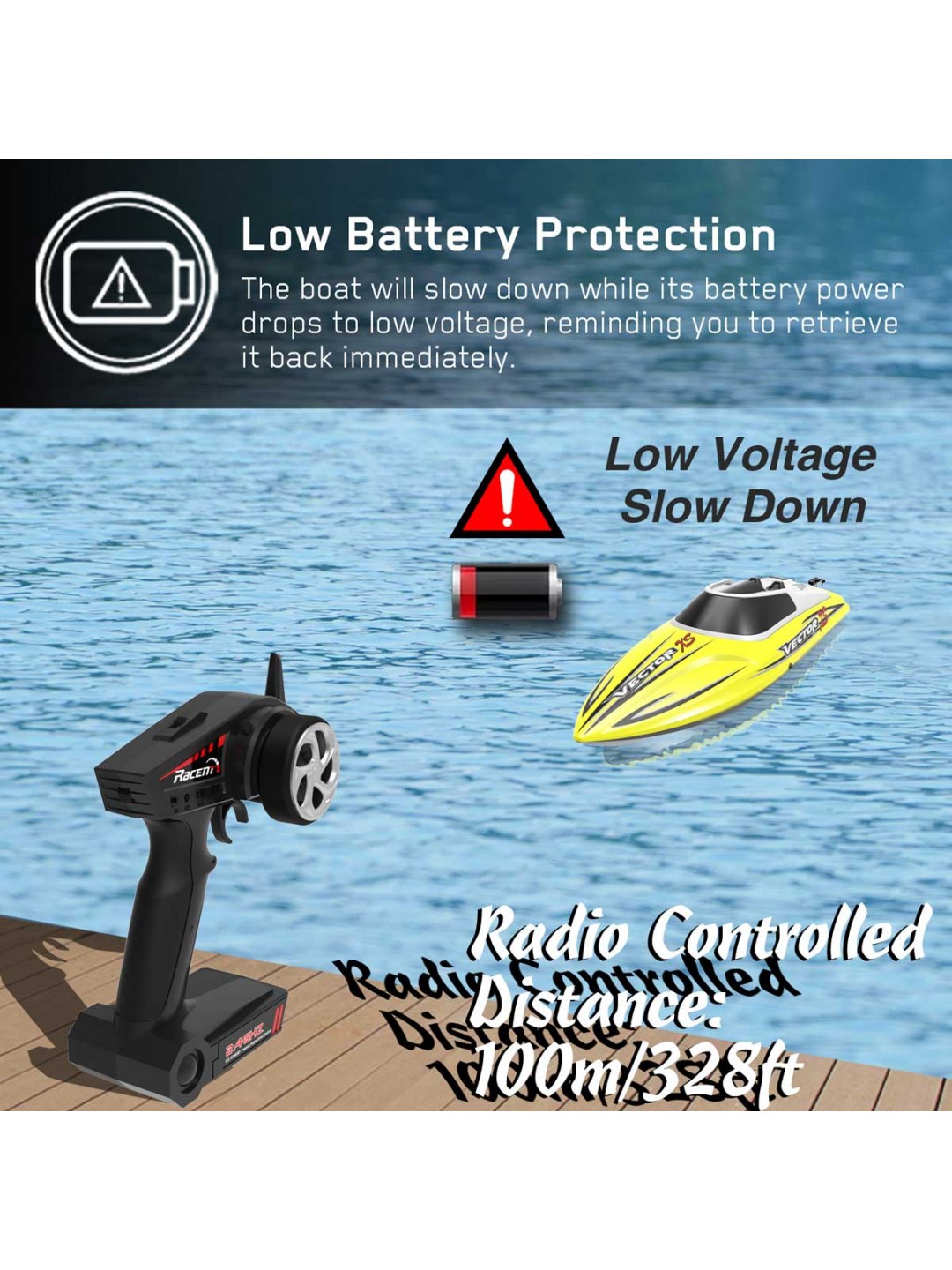 Радиоуправляемый катер Volantex RC Vector XS желтый 2.4G RTR
