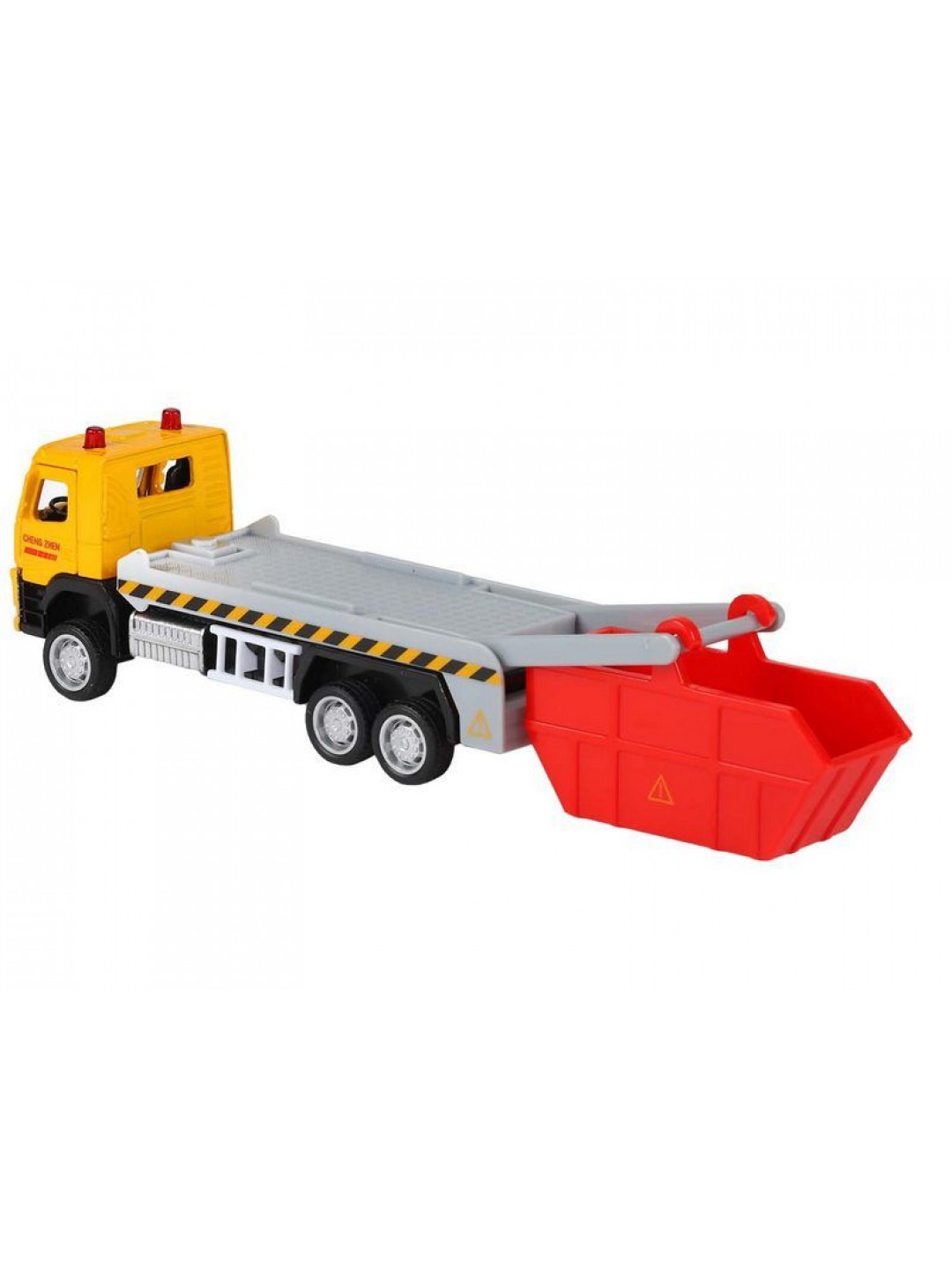 Машина "АВТОПАНОРАМА" VOLVO FM "Мусоровоз", желтый-красный, 1/72, инерция, в/к 17,5*13*6,5 см