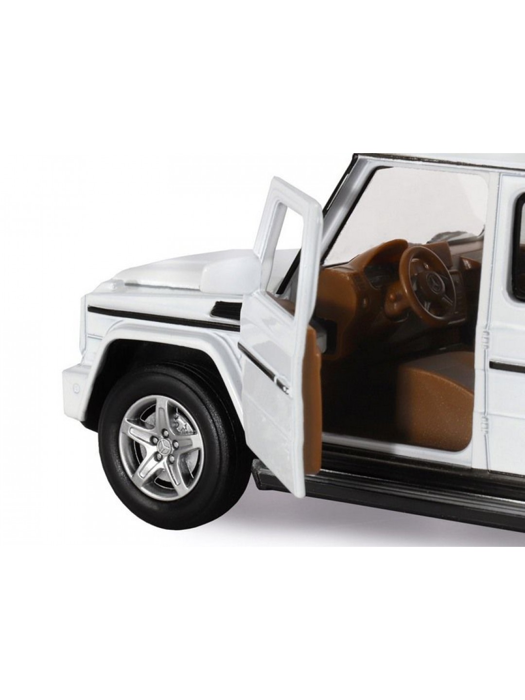 Машина "АВТОПАНОРАМА" Mercedes-Benz G350d, белый, 1/32, свет, звук, инерция, в/к 18*9*13,5 см