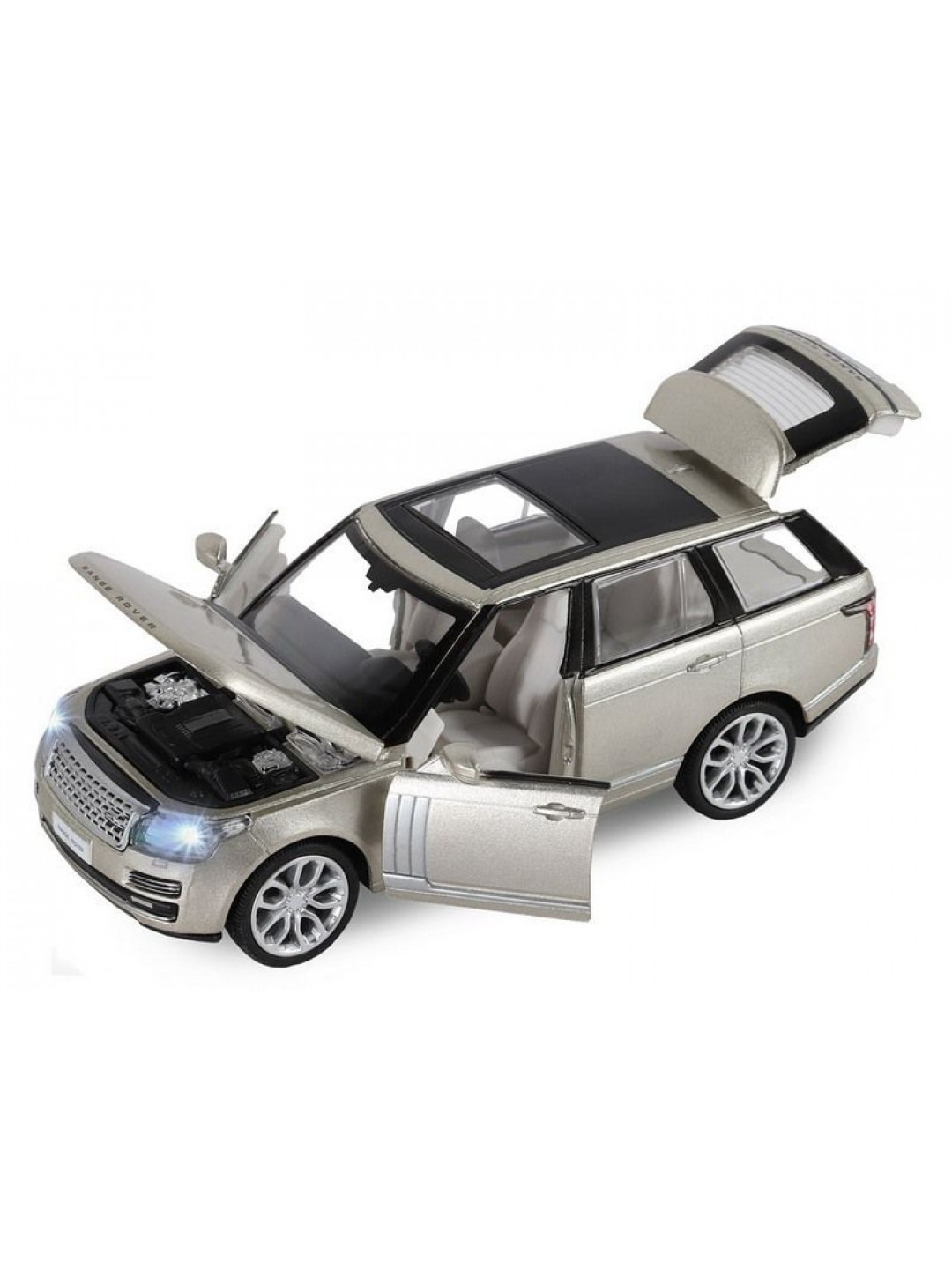 Машина "АВТОПАНОРАМА" 2013 Range Rover, золотой, 1/34, свет, звук, инерция, в/к 17,5*13,5*9 см