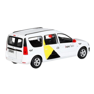 Машина "АВТОПАНОРАМА" Яндекс.Такси LADA LARGUS, белый, 1/24, свет, звук, в/к 24,5*12,5*10,5 см