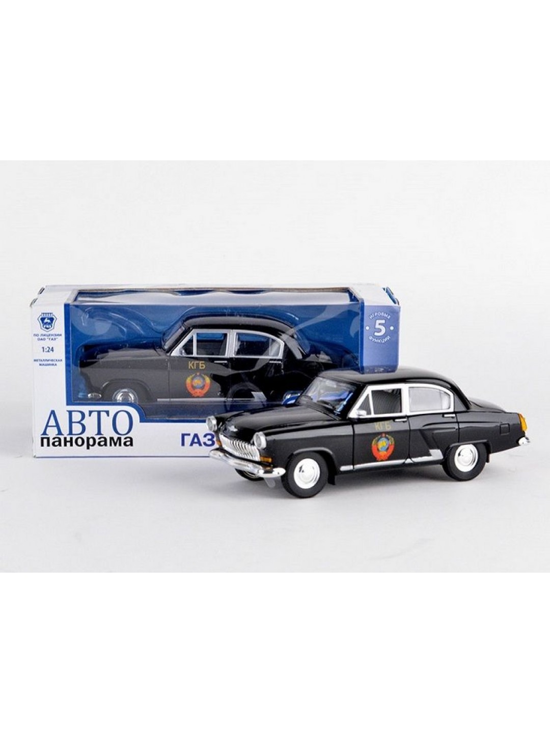 Машина "АВТОПАНОРАМА" ГАЗ-21 "Волга" 1/24 в/к  26*12*11см, черная