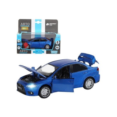 Машина "АВТОПАНОРАМА" Mitsubishi Lancer Evolution, синий, 1/32, свет, звук, в/к 17,5*12,5*6,5 см