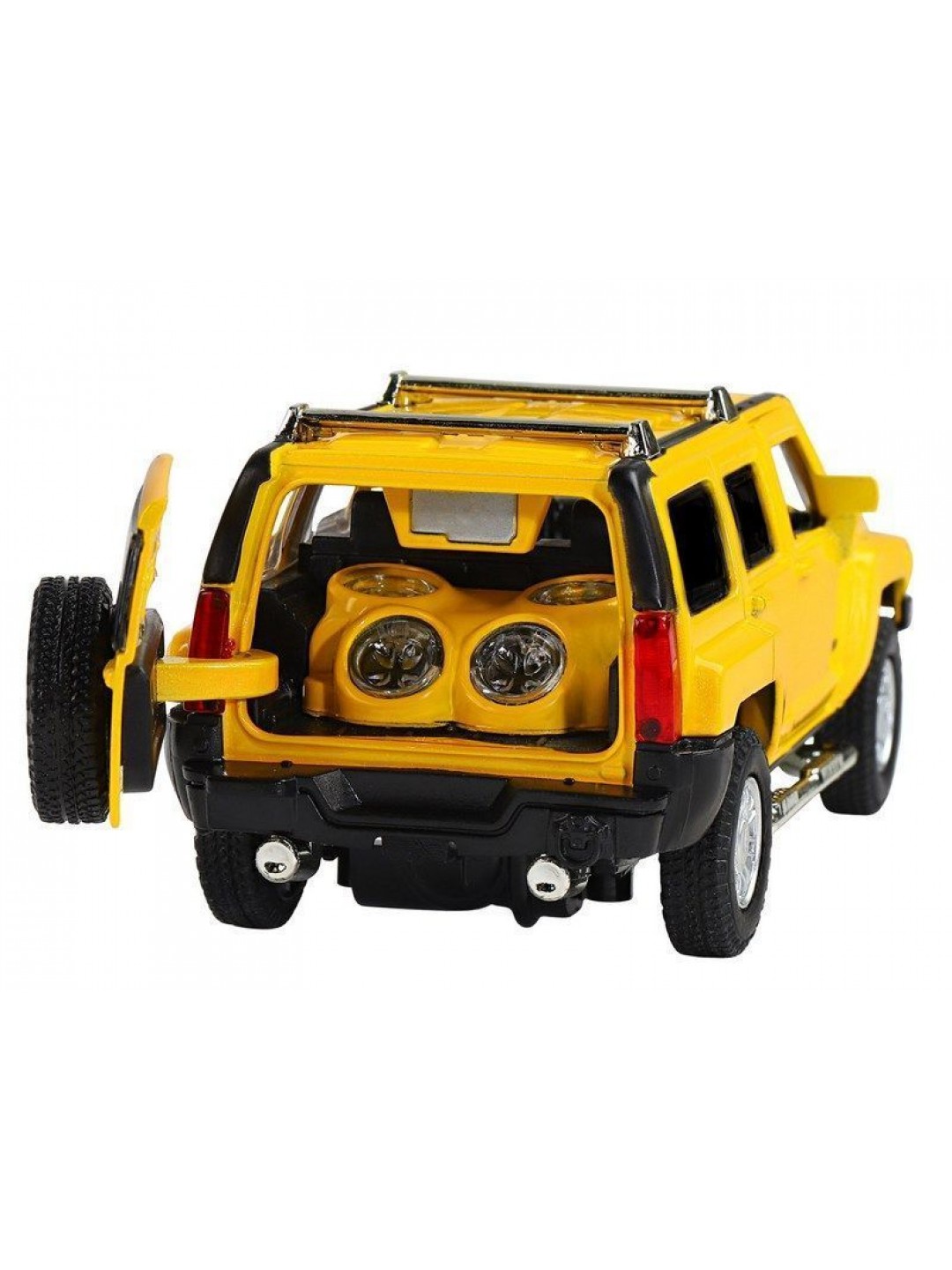 Машина "АВТОПАНОРАМА" Hummer H3, желтый, 1/32, свет, звук, инерция, в/к 17,5*13,5*9 см