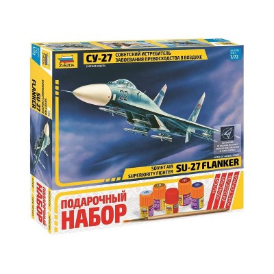 Сборная модель ZVEZDA Советский истребитель Су-27, подарочный набор, 1/72